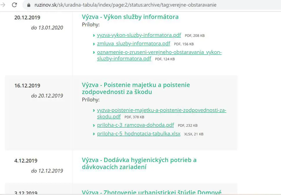 Verejné obstarávanie zverejnené na webe Ružinova nebolo