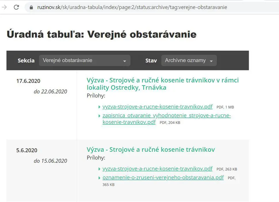 Verejné obstarávanie zverejnené na webe Ružinova nebolo