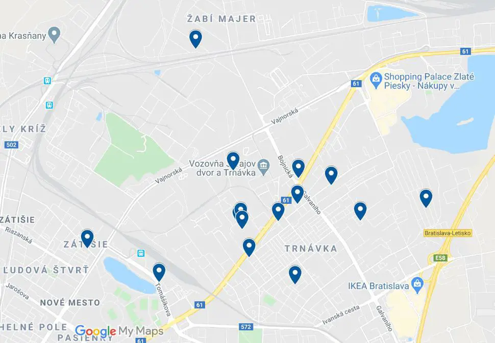 Zoznam miest, v ktorých bol realizovaný odber vôd.